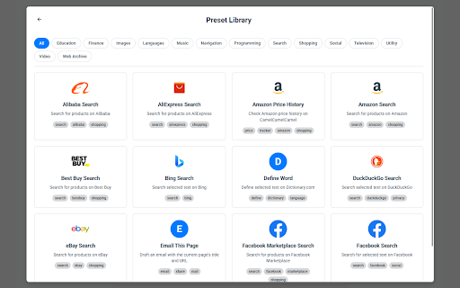 Menu Mod :: Create custom context menu items to perform actions on selected text, links, images and more on any website.