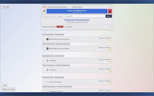 Quick Duplicate Bookmarks Finder :: Quick Duplicate Bookmarks Finder is a browser extension designed to help you efficiently search and eliminate duplicate bookmarks