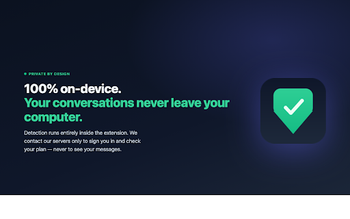 Tenebrae Guardian :: On-device AI safety: warns before you share sensitive data with a chatbot and flags scams in AI replies. Stays on your device.