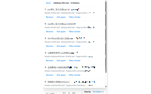 Clarity for X :: Locally hide X promotions, recommendation clutter, and spam-like replies, with review and recovery controls.
