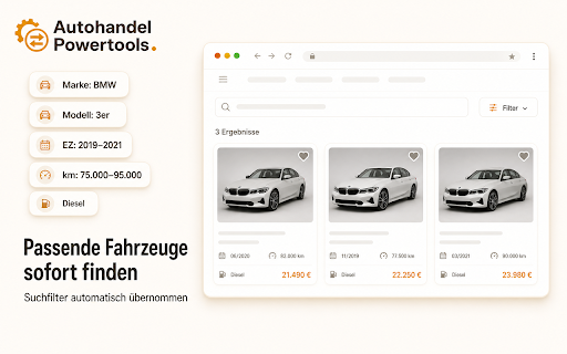 Autohandel Powertools :: Auto1- und Autobid-Fahrzeuge per Klick auf mobile.de vergleichen – mit automatisch übernommenen Suchfiltern.