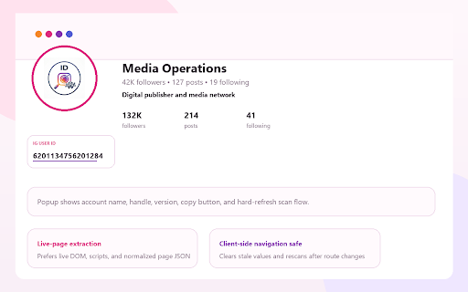 Instagram Page ID Finder :: Find an Instagram user ID from the live profile page with a branded WatanNetwork popup and on-page card.