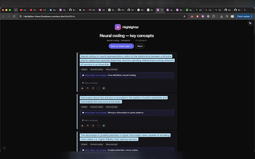 Highlight :: Highlight web pages and PDFs manually, with AI, or securely paired agents. Organise quotes, add comments, and share live links.
