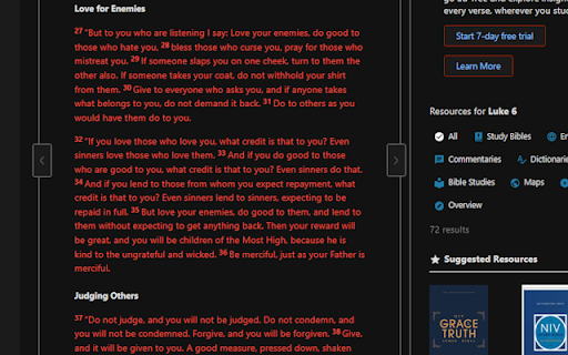 Bible Gateway Dark Mode :: Dark theme for BibleGateway.com with a toggle button.