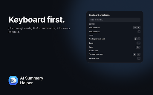 AI Summary Helper — Summarize, Ask, Listen & Cite (BYOK, Ollama) :: Summarize with your own AI key or Ollama. Built-in RSS reader, save for later, highlights, Kindle export. Open source, no login.