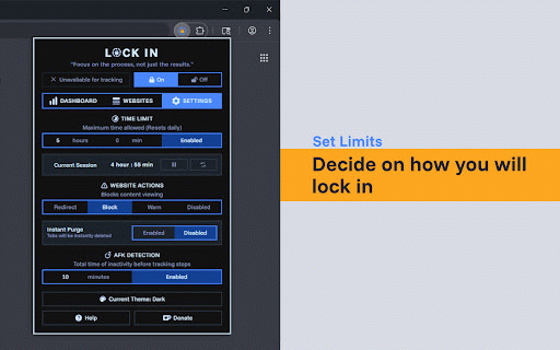 Lock In - Focus & Distraction Manager :: Manage distracting sites with tracking, blocking, and more to keep yourself locked in.