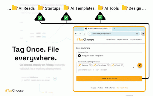 #TagChoose - Bookmark Manager with client-side AI :: #TagChoose categorizes your bookmarks with client-side AI using Gemini Nano LLM within your browser.