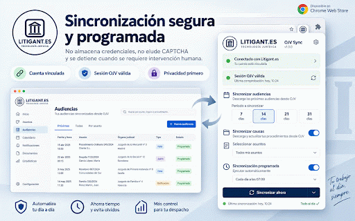 Litigant.es — OJV Sync :: Sincronización segura de causas activas y agenda judicial entre la Oficina Judicial Virtual y Litigant.es.