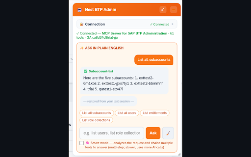 CPINestBridge :: Document, test & fix SAP CPI iFlows and administer SAP BTP in plain English — right in your browser.