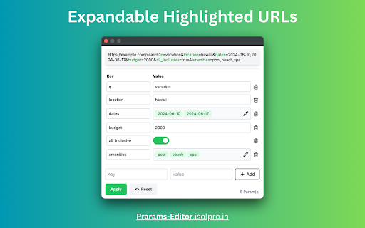 Params Editor :: Edit URL query parameters with smart input types