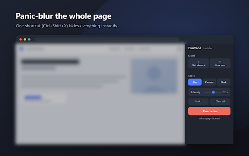 BlurPane :: Blur & hide anything for screen sharing. Click or draw a box to redact sensitive content - 100% local, zero data collection.