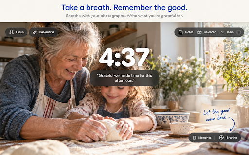 Google Photos New Tab: Focus Timer, Website Blocker & Gratitude :: Your photos on every new tab, plus a focus timer, a website blocker that closes work email after hours, and daily gratitude.