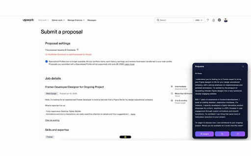 Proposio — AI Proposal Generator :: Generate winning freelance proposals with AI. Works on Upwork and other job boards.