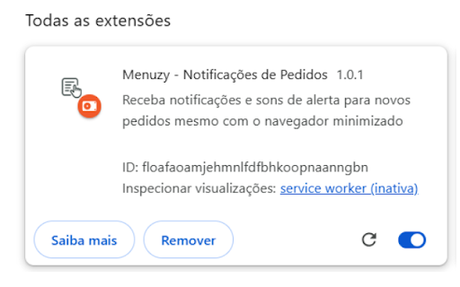 Menuzo - Notificações de Pedidos :: Receba notificações e sons de alerta para novos pedidos mesmo com o navegador minimizado