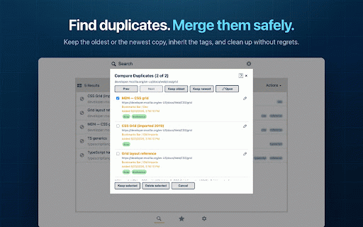 Well Bookmarked — Tag, Search & Clean Up :: A bookmark manager with tags: search by tag or keyword, find duplicates, and tidy your library from your new tab.