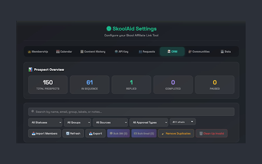 SkoolAid :: Schedule Skool posts, automate welcome DMs, run engagement games, and find posts worth replying to.