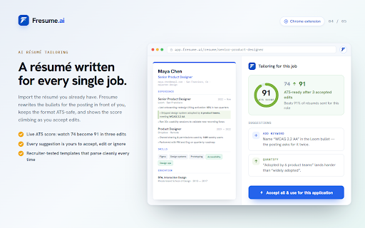 Fresume: Autofill Job Applications Anywhere, AI Resume, ATS & Job Tracker :: Fill in applications on LinkedIn, Indeed, Workday, Greenhouse or any career page, and get AI cover letters and screening answers.
