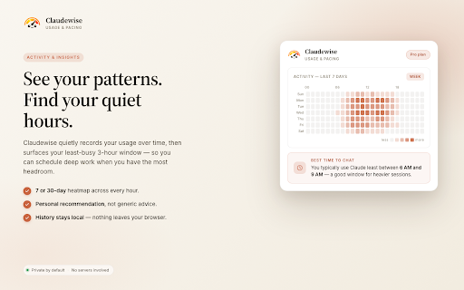 Claudewise — Usage & context transfer :: Track Claude usage with a gauge, pacing & heatmap. Transfer context between Claude, ChatGPT, Gemini, Grok & DeepSeek in one click.