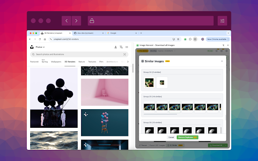 Image Harvest - Download Any Image from Any Webpage :: Batch download images. Multi-tab extract, similar detection, reverse image search, batch highlight, collections, color extract.