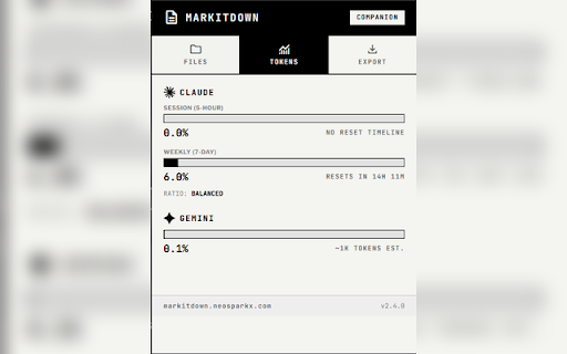 MarkItDown Companion :: Sync markdown files from MarkItDown, track AI token usage, and export chats from Claude, ChatGPT, Gemini, DeepSeek & Grok.