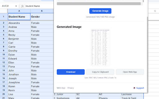 Table to Image Converter :: Convert Excel, Google Sheets, CSV, and text data into beautiful table images. Easy copy-paste from spreadsheets.