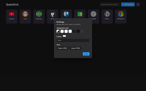 QuickGrid :: Replace the New Tab page with a quick-access grid of shortcuts.