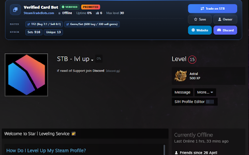 SteamTradeBots: Verified Bot & Rate Checker :: Compare live bot rates, see verified SteamTradeBots status, and get scam warnings directly on Steam profiles.
