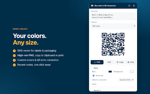 Free Barcode & QR Code Generator :: Free barcode & QR code generator: EAN-13, UPC, Code 128 & 16 more from any text or link. PNG/SVG export. Offline & private.