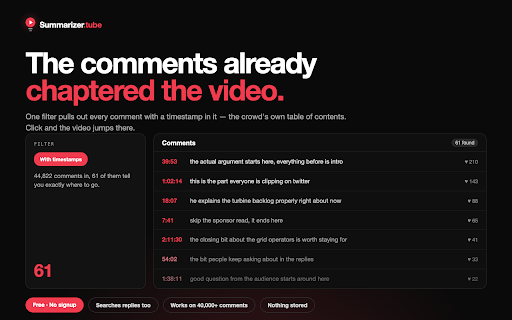 YouTube Comment Search — find any comment, filter and sort :: Search YouTube comments by text or author, filter by timestamps, links or creator, and jump to the moment. Free.