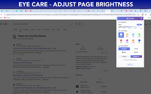 Eye Care - Adjust Page Brightness :: Adjust screen brightness and apply color filters for comfortable viewing