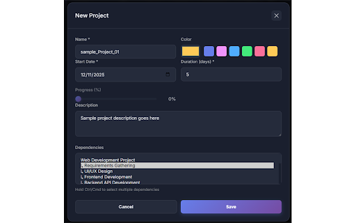 Gantto - Project Timeline Manager :: Professional Gantt charts with AI-powered insights, progress tracking, and smart task suggestions for effective project management.