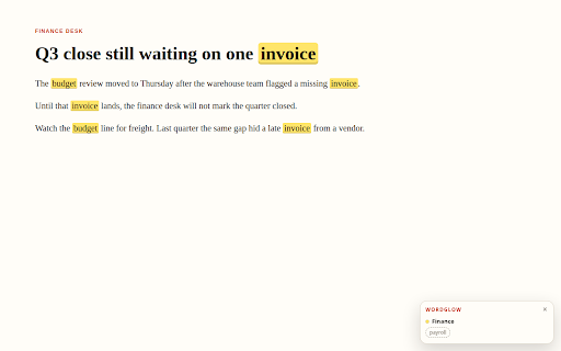 WordGlow :: Highlight watched words on every page — or only on a site you choose.