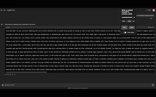 Larger ChatGPT Interactive Window :: Dynamically change and maximize the width of ChatGPTs interactive window. Override default text colour to fix darkmode settings