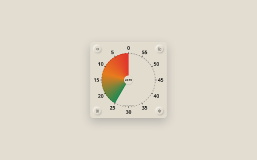 1-click timer :: One-click countdown timer: click the dial to start, watch the minutes left on the toolbar badge, and get notified when time is up.