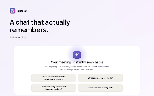 Spellar: AI Meeting Notetaker & Recorder :: Record your browser meetings with Spellar — no bot, no desktop app.