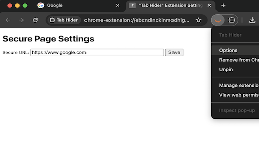 Tab Hider :: Hide all tabs and restore them through a secure page.