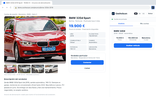 CocheScan — Vehicle Intelligence :: Analiza anuncios de coches de ocasión: valoración con IA, riesgos detectados y solicitud de inspección sin salir de la página.