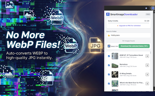 Smart Image Downloader: Bulk Save, Rename & Convert :: The most advanced image downloader. Detects heavy images, converts WebP to JPG automatically, and renames files smartly.