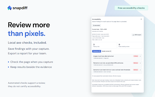 SnapDiff :: Capture pages, compare A/B screenshots, annotate, and save locally.
