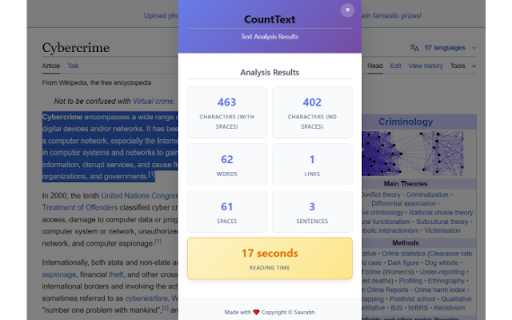 Count Text :: Effeciently count characters, words, lines, and spaces within a selected text