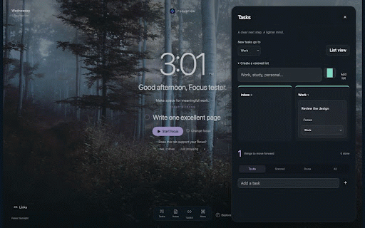 FocusFlow-Intentional Tab Design :: A calm new tab with tasks, focus timers, relaxing sounds and progress tracking. Free, with no account required.