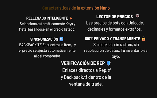 Nano Trade Assistant :: Automatización inteligente de tradeos para TF2. Detecta precios reales y protege contra estafas.