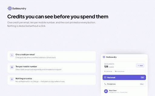 Outboundry: B2B Email & Lead Finder :: Find verified work emails while you browse, then add leads to Outboundry campaigns — without leaving the page.
