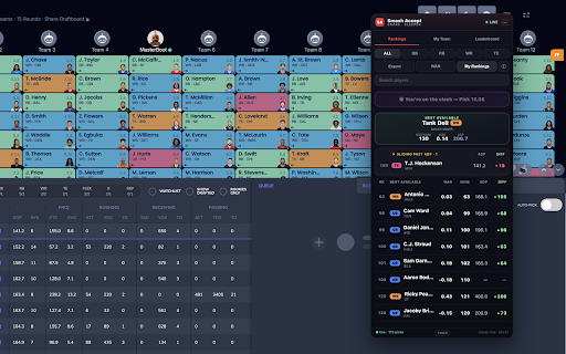 Smash Accept Draft Assistant :: Live auction & snake draft advice in Yahoo, Sleeper & ESPN — values, WAR, max bids, roster grades, private ESPN leagues.