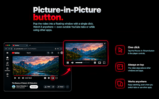 YouTube Background Player :: Keep YouTube playing in the background — blocks "still watching?" prompts, with sleep timer and native Picture-in-Picture.