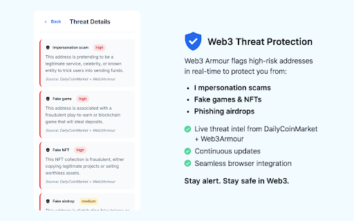 Web3 Armour :: Web3 Armour defends your crypto wallet from phishing attempts and protects seed phrases from leaks.