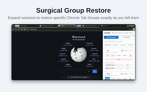 ClearTab :: Organize tabs, save memory, remove duplicates, and export tab URLs smoothly.
