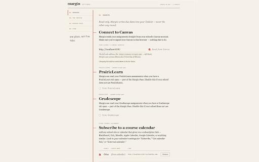 Margin | Canvas Assignment Planner + Todoist :: Your upcoming Canvas assignments and calendar due dates, automatically in Todoist and on your Margin dashboard.