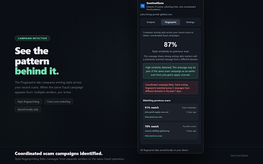 SentinelGate – AI Scam & Phishing Detector :: Detect AI-generated scams, phishing links, and impersonation in real time. Protect yourself from advanced online fraud.