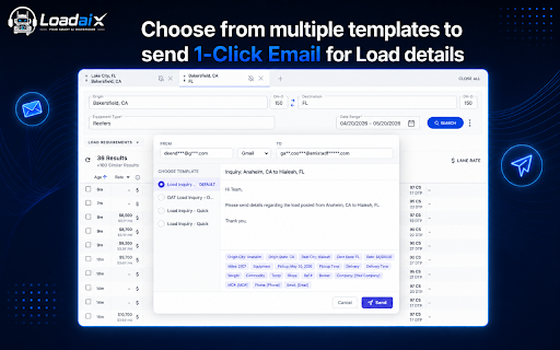 LoadaiX - AI Dispatcher that Calls, Negotiates & Books Loads For You :: Helps truckers and dispatchers scan load boards, extract load details, and start broker call, email, and dispatch workflows.